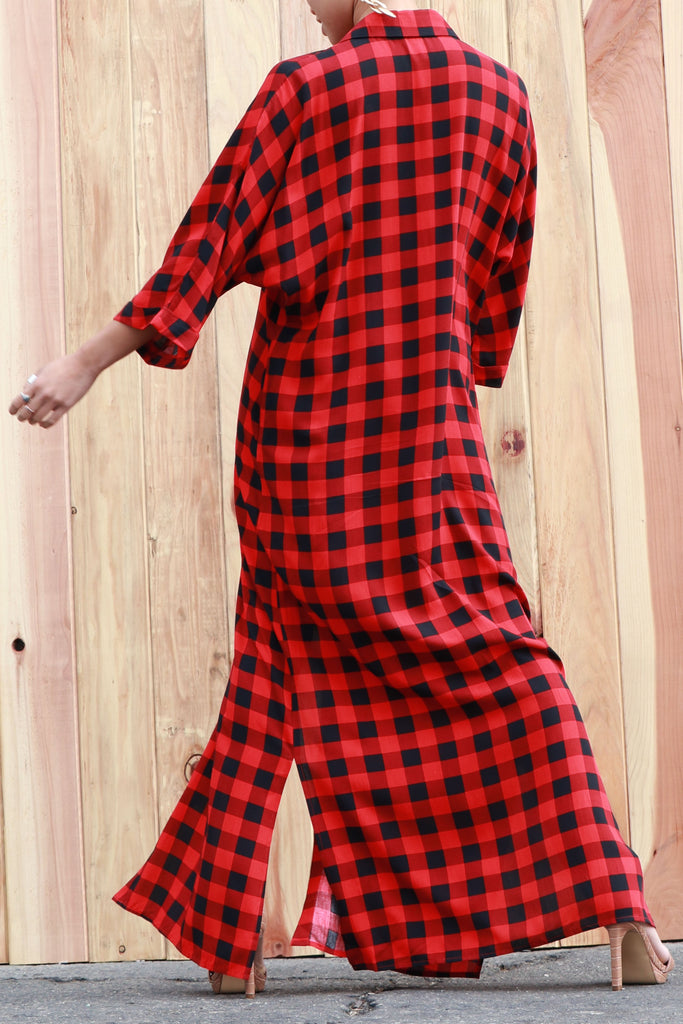 RED PLAID WOVEN LONG SHIRT DRESS – Zonya Campbell RED PLAID WOVEN LONG SHIRT DRESS – Zonya Campbell