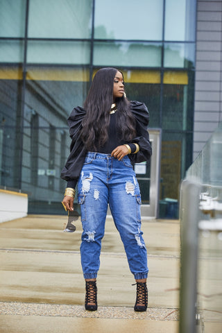 Demi Denim Peplum Bow Top  Denim street style, Chic outfits, Denim  inspiration