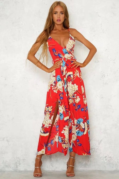 Red Floral Jumpsuit