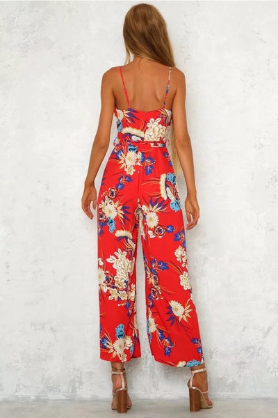 Red Floral Jumpsuit