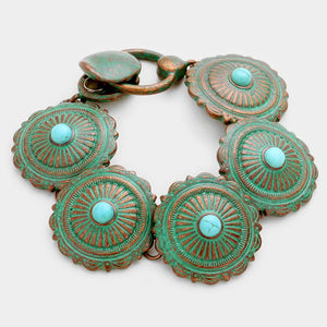 Turquoise Tribal Metal Bracelet
