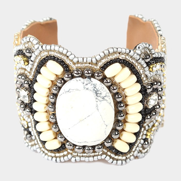 Howlite Stone Cuff Bracelet