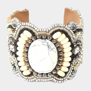 Howlite Stone Cuff Bracelet