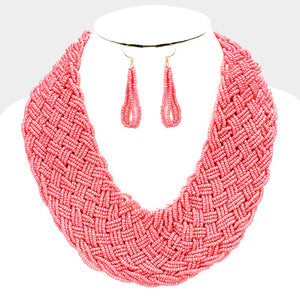 Braided Beaded Statement Necklace