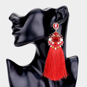 RED CLUSTER TASSEL DROP