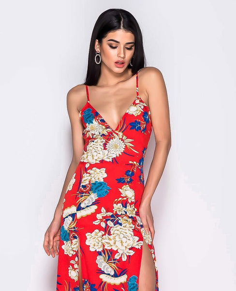 Red Floral Jumpsuit