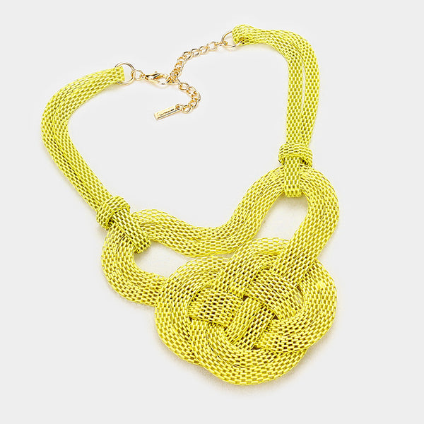 Yellow Knot Mesh Metal Necklace